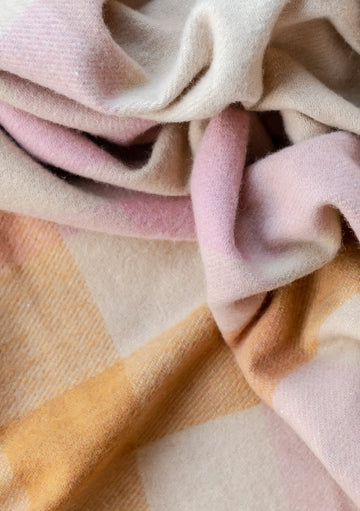 Recycled Wool Blanket in Orange Gradient Gingham