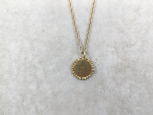 Large granulated disc pendant | Gold Plated