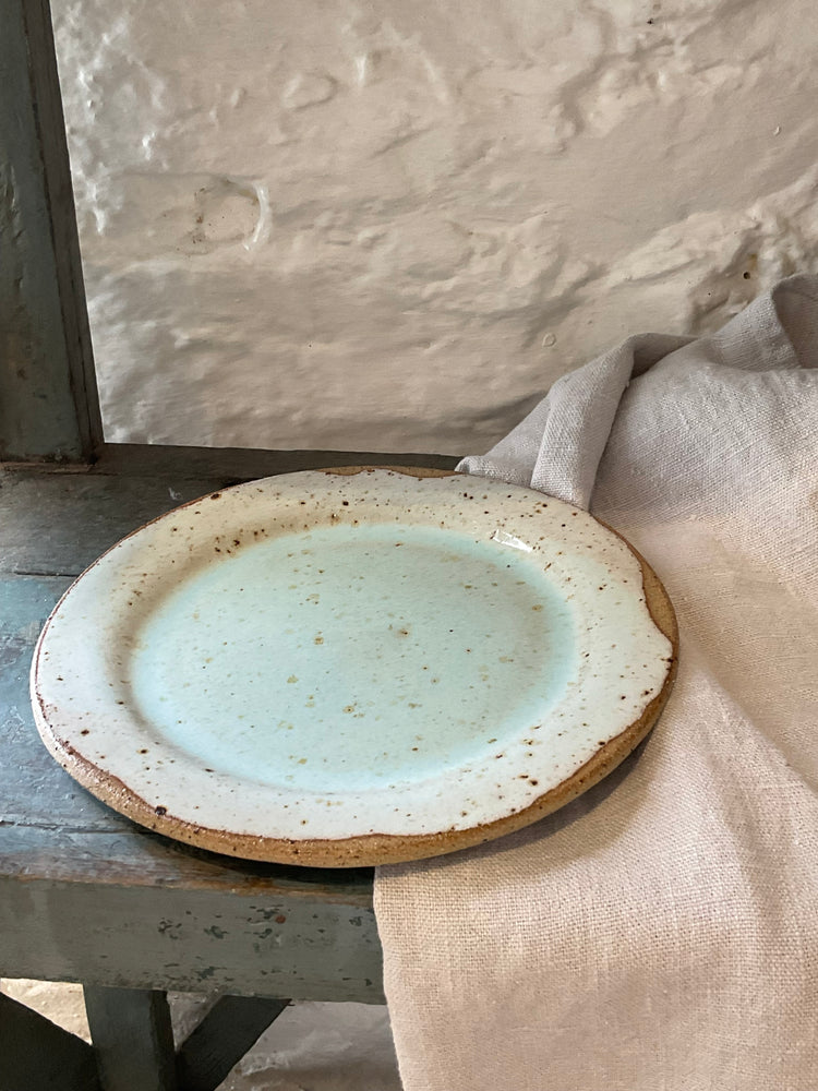 Pale Blue Speckled Stoneware Side Plate