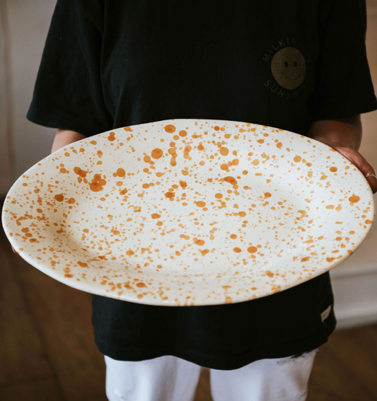 Large Burnt Orange Splatter Serving Platter