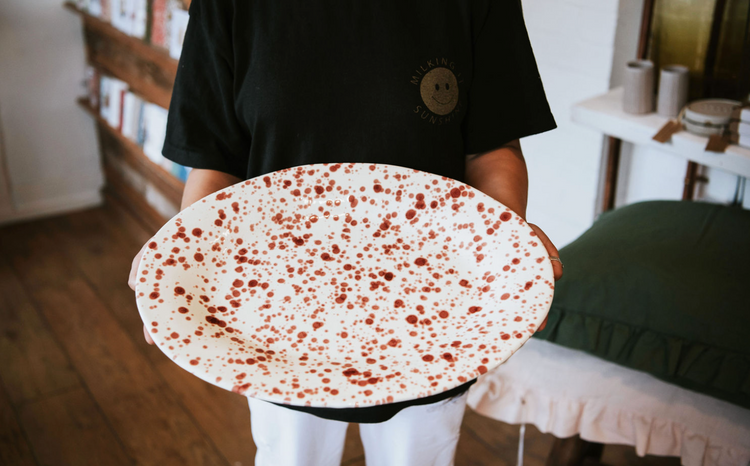 Large Cranberry Splatter Serving Platter